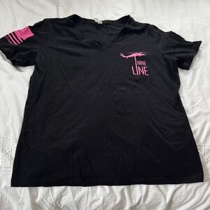 Black Tee with Pink Helicopter Design